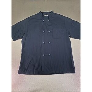 Chef Uniforms Shirt Men 2XL Black Short Sleeve Cotton Button Up Double Breast